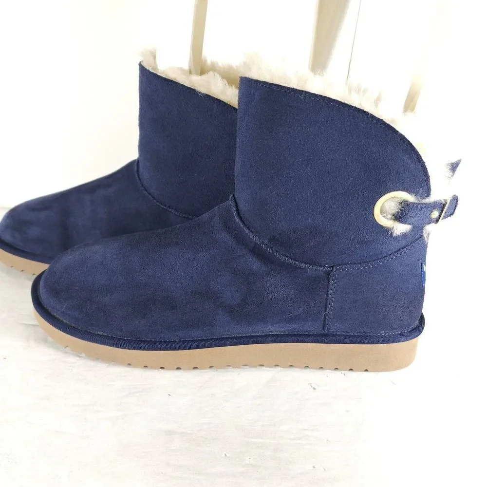 Koolaburra By Ugg Women's Remley US 10 Mini Suede Navy Blue Fur Lined Boots_2